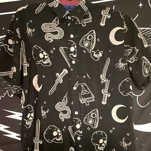 Hot topic ouija goth button up shirt